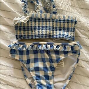 Ralph Lauren Blue and White Gingham Bikini with Ruffle Details - 2 piece